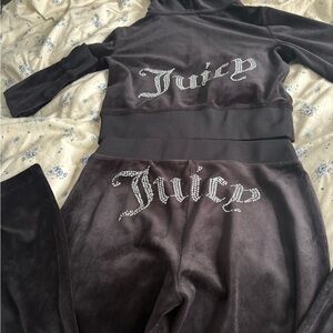 Juicy Couture Dark Velour Set with Rhinestone Logo